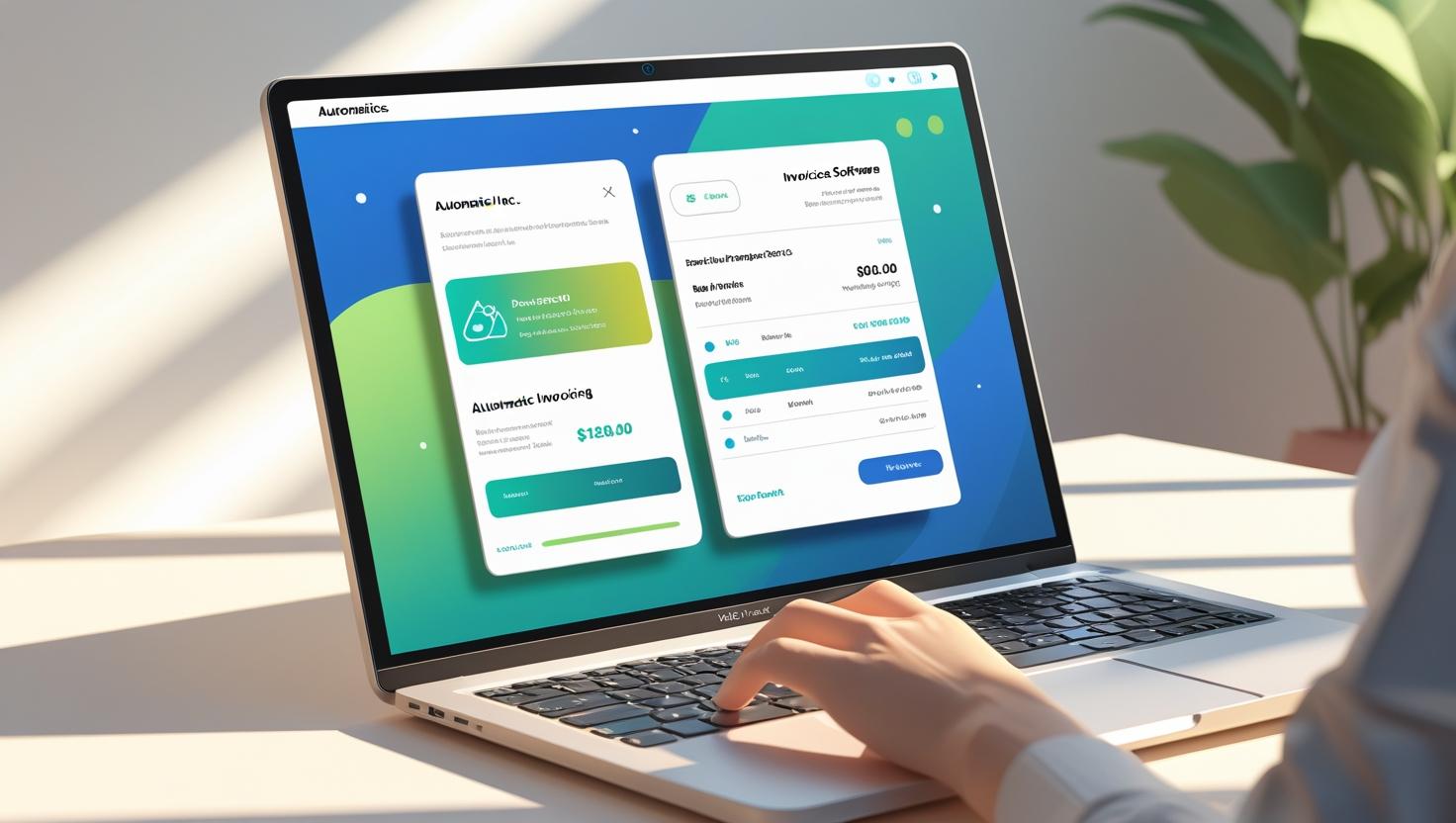 Automatic Invoicing Software – Why Businesses Trust Solvision for Hassle-Free Billing Solutions 28 A collage of screenshots showcasing different features of the Solvision platform, such as the dashboard, invoice creation, and payment tracking.