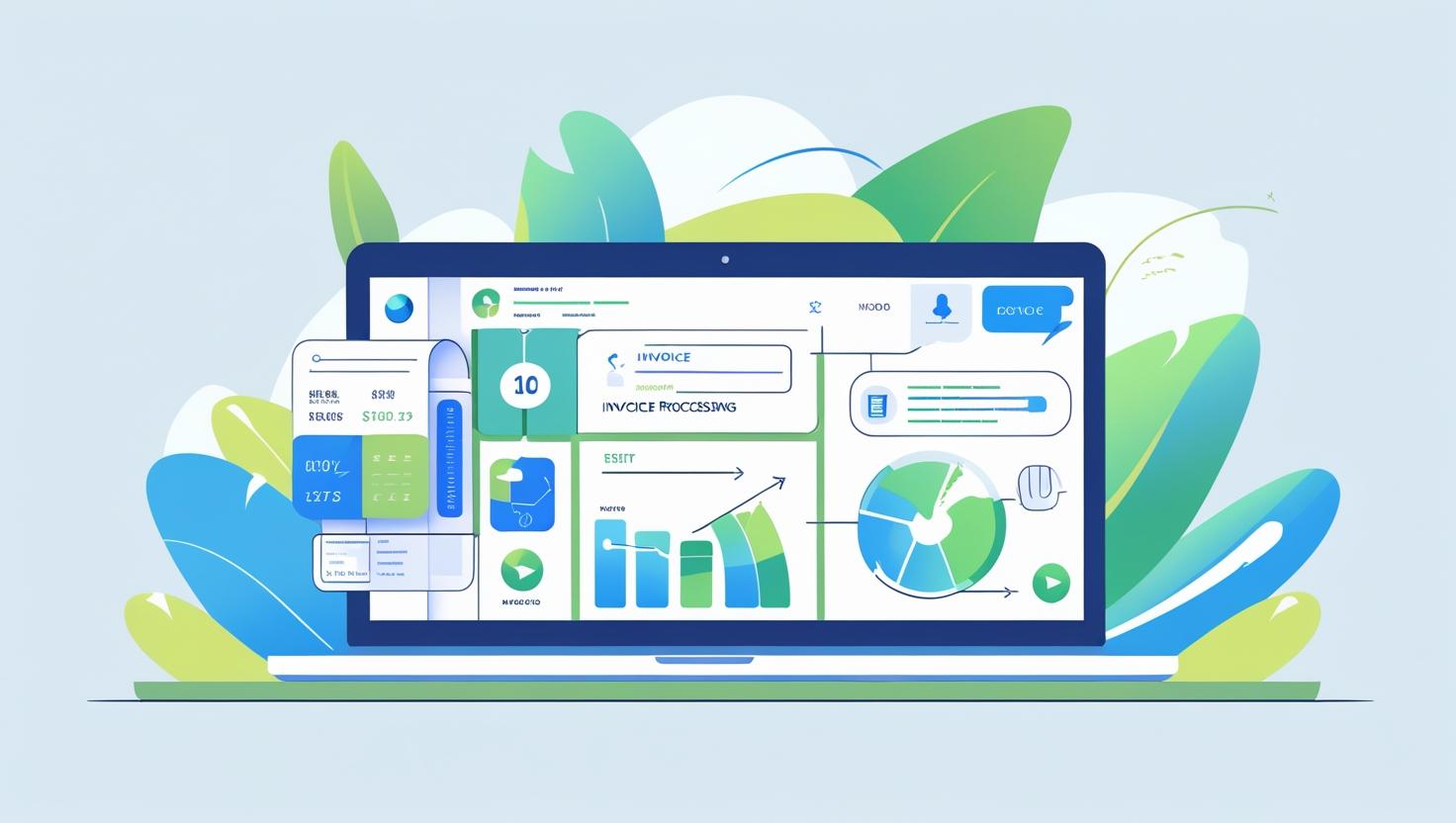 Mastering Invoice Integration with Solvision 28 Digital invoice interface showing interactive payment options and environmental impact metrics