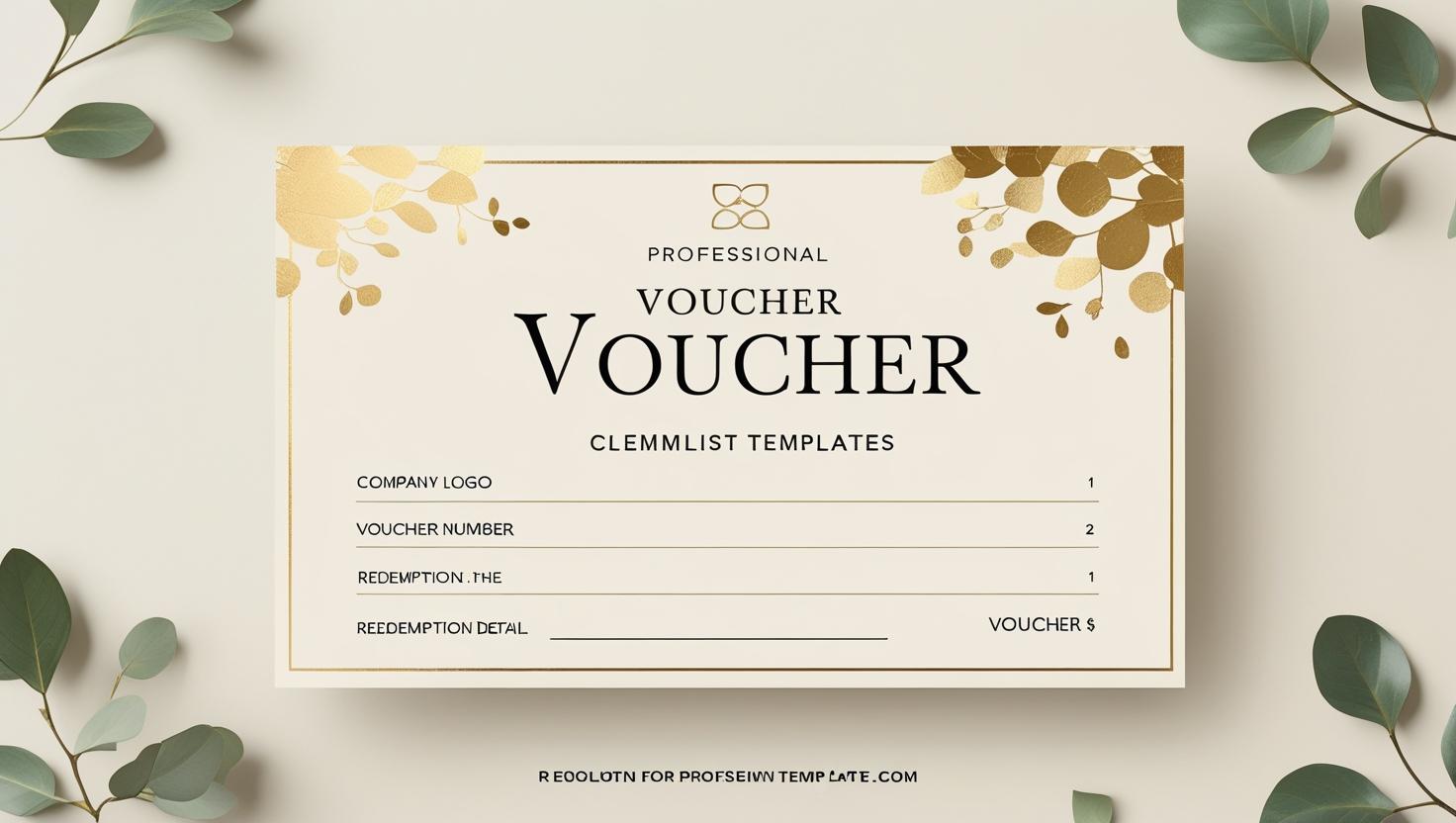 A sleek digital interface showing a professional voucher template on a tablet.