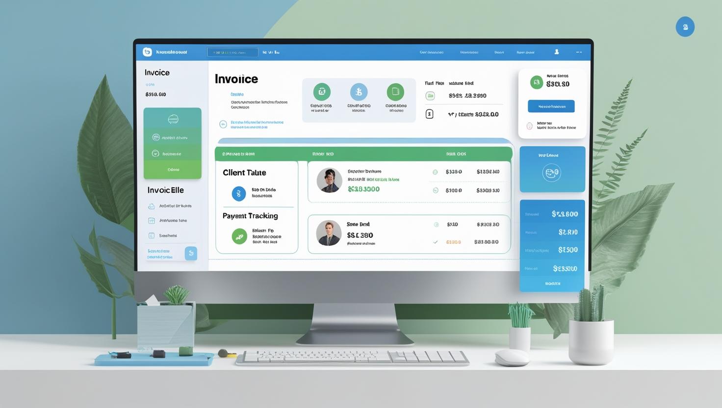 A close-up of the Solvision invoicing software interface on a tablet, showing a clean and modern design.