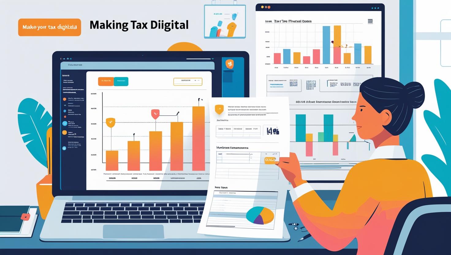 A close-up of a digital tablet showing Solvision's user interface, highlighting ease of use for MTD compliance.